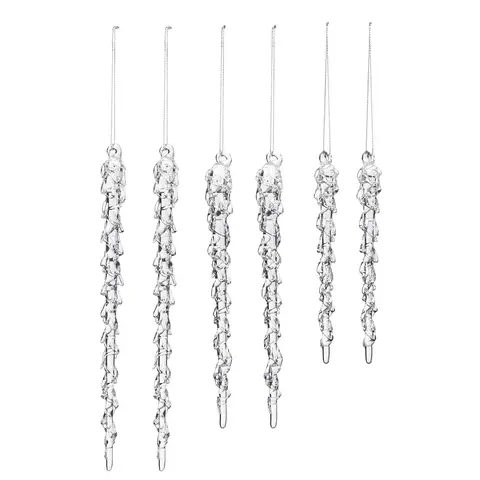 WeRChristmas Melting Clear Glass Icicles – Set of 6 Christmas Tree Decorations, 15–25cm