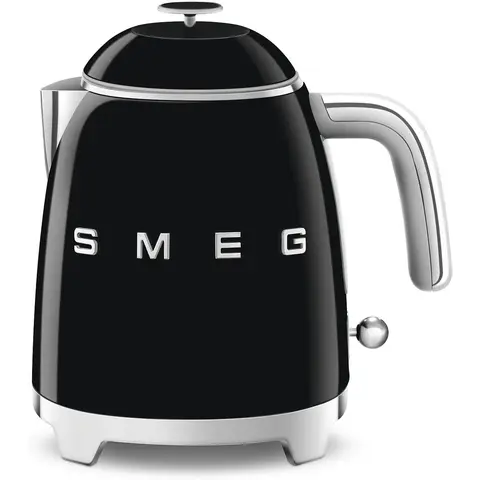 Smeg, KLF05BLEU Kleiner Elektrischer Wasserkocher 0,8 L, Edelstahlfilter, Sicherheitsabschaltung, Wasserstandsanzeige, Rutschfester Boden und Integrierte Kabelaufwicklung, Leistung 1400 W, Schwarz