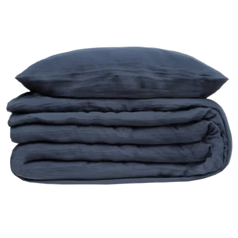 Atmosphera Parure de lit Double Gaze Bleu 240x220cm