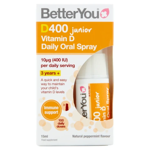 BetterYou Junior D400 Vitamin D Daily Oral Spray Natural Peppermint Flavour 15ml