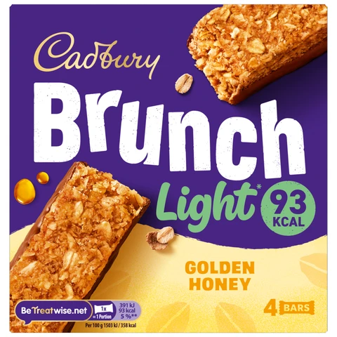 Cadbury Brunch Light Oat & Honey Cereal Bars 4pk 104g
