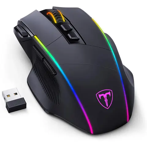 ET Souris gaming sans fil triple mode 2,4 G/USB-C/Bluetooth - Noir