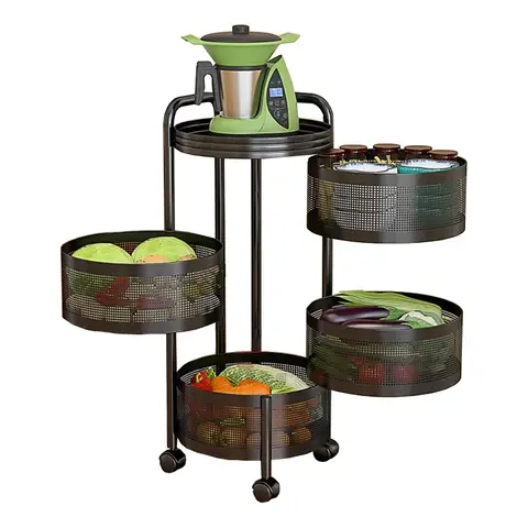 Maxcook 5-stufiges drehbares Standregal (runde Körbe, multifunktionaler Organizer