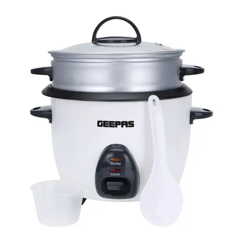 Geepas 450W Rice Cooker & Steamer with Keep Warm Function, 1L , Automatic Cooking