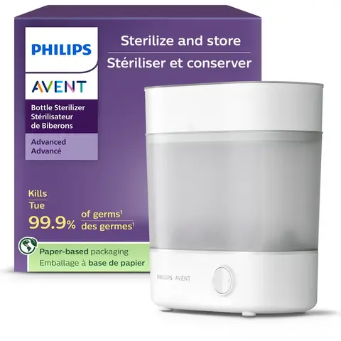 Philips Avent Elektrische Flessensterilisator en -droger - Steriliseert en droogt in 40 minuten - Blijft tot 24 uur steriel - Geïntegreerde lekbak - Doodt 99,9% van bacteriën - SCF291/00