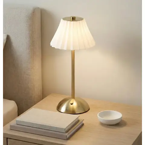 Candlelight Table Lamp Luna Luxe LED Gold/White H:29.5cm