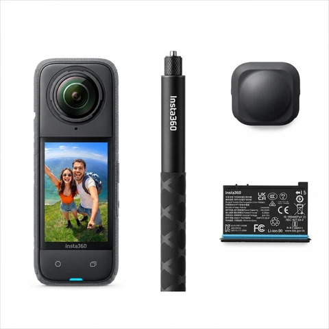 Insta360 X4 Air startersbundel – 165 g lichte 8K 360°-camera, onzichtbare selfiestick, verwisselbare lenzen, eerst opnemen en daarna kadreren, geïntegreerde windbeschermer, FlowState-stabilisatie, AI-gestuurde app