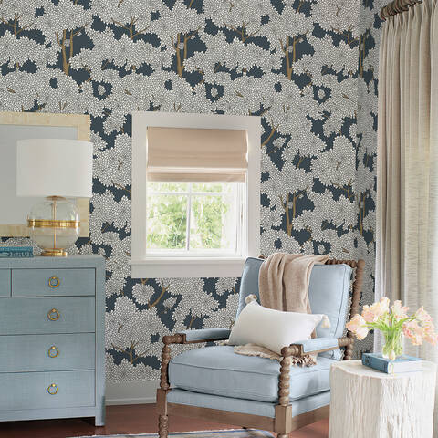 Murgall Lush Branches Peel and Stick Wallpaper Blue 44x305cm 1 Roll