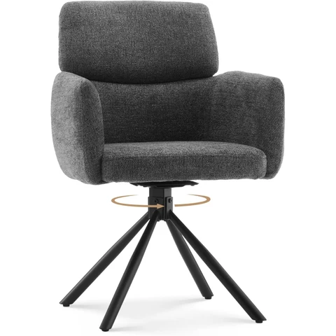 CLIPOP 1PC Chenille Swivel Tub Chair for Living Room 360 Rotating Base Luxurious Dining Armchair with Padded Seat, Desk Chair no Wheels for Dining Room Bedroom Vanity 0659-s grey 59*60*91 cm