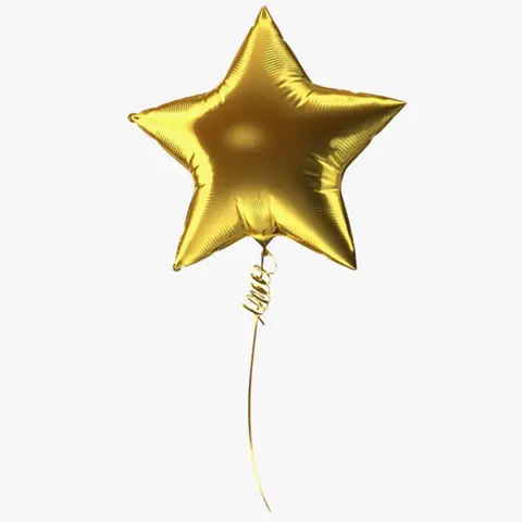 Unique Party Star Foil Balloon, Gold, 50cm