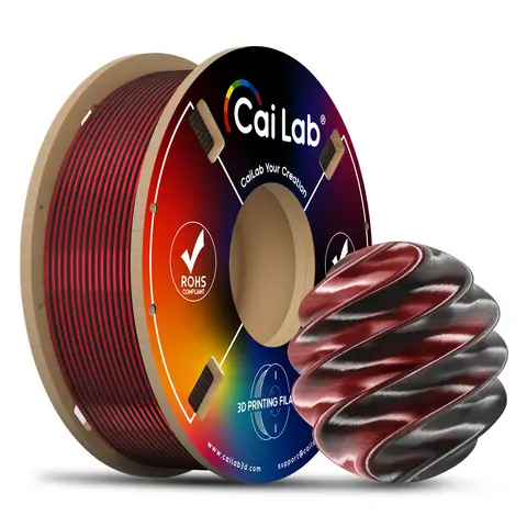 CAILAB Filament pour Imprimante 3D PLA Silk Bicolore - Rot & Schwarz