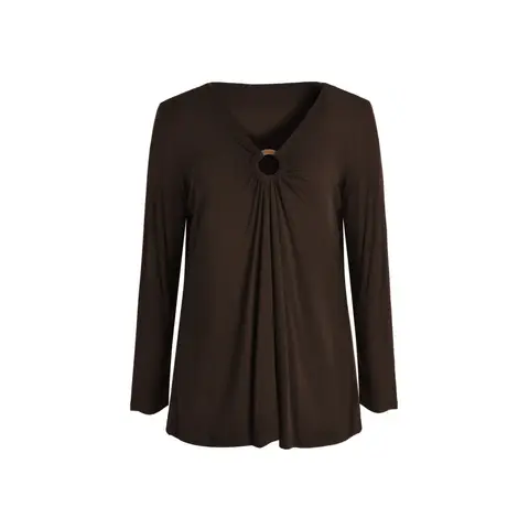 IZURIA v-neck coffee long sleeved top  S