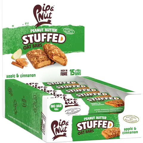 Pip & Nut - Apple & Cinnamon Peanut Butter Stuffed Oat Bar - 15 x 48g