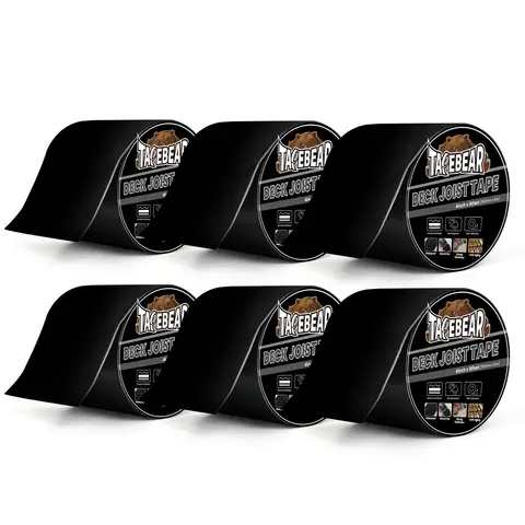 TAPEBEAR Joist Tape for Decking 4inch x16feet, Joist Tape Butyl Sealant Tape Waterproof Weather Resistant Flashing
Tape Anti-Corrosion for RV Roof, Wood Decks Beams Rim, 6 rolls