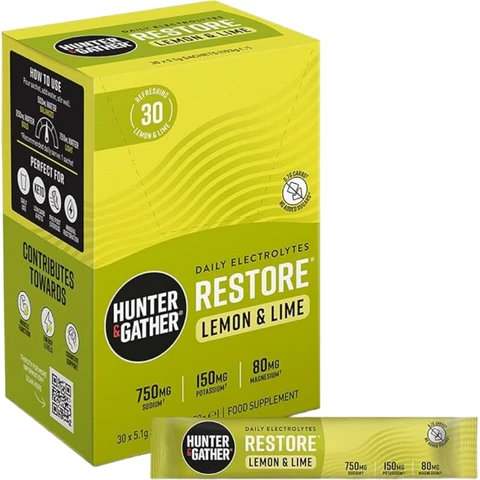 HUNTER & GATHER Restore Electrolytes Lemon Hydration Support Sachets Flavour - 30 Sachets
