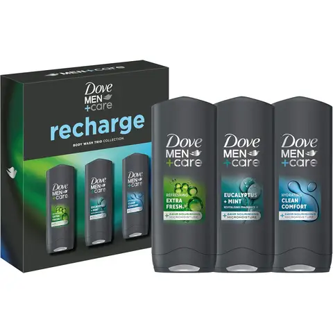 Dove Men+ Care Recharge Bodywash Trio Collection Gift Set