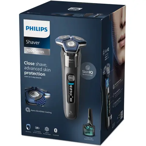 Philips Shaver Series 7000 - Elektrisch Nat & Droog-scheerapparaat met SkinIQ technologie, uitklapbare trimmer, oplaadstandaard en reisetui (model S7887/55) 