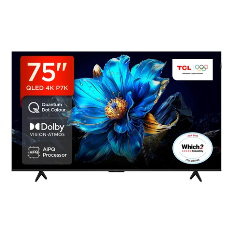 [Free Installation] TCL 75P7K 75” QLED, Direct LED TV, 4K HDR TV, Smart TV Powered by Google TV (Dolby Vision & Atmos, Motion clarity, Hands-Free Voice Control, compatible with Google Assistant & Alexa)