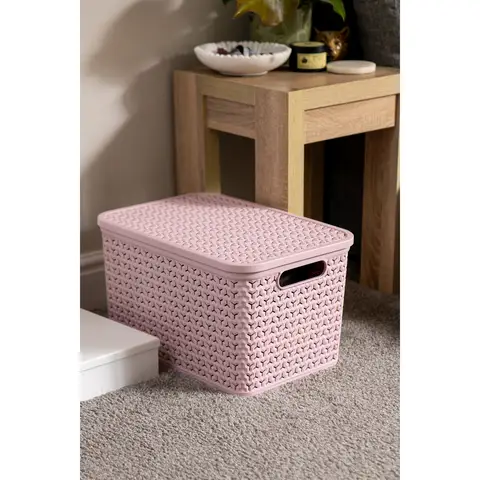 Strata Large Urban Store Basket with Lid - 24L-Blush Pink