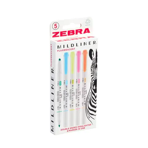 MILDLINER Highlighter 5 Pack Fluorescent Colours