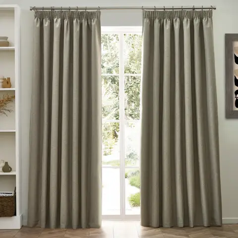 Furn Pencil Pleat Curtains Dawn Blackout Natural W:168xL:183cm