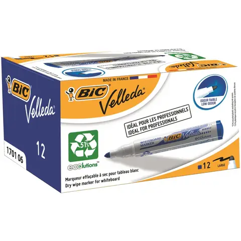 Bic Ecolutions Velleda 1701 Whiteboard Marker Blue, Pack of 12
