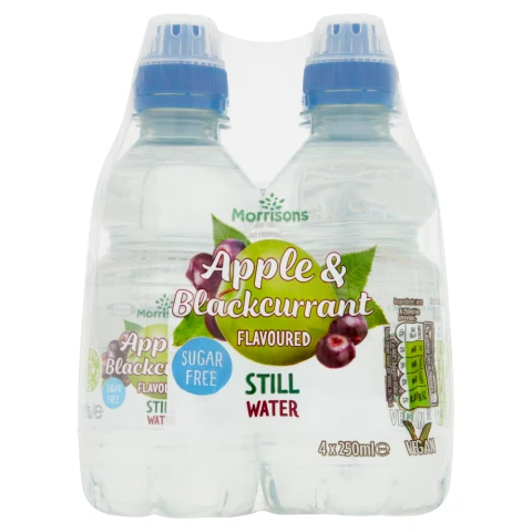 Morrisons No Added Sugar Apple & Blackcurrant Water 4x250ml