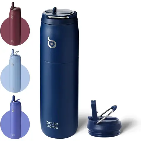 Bottle Bottle Gourde isotherme en acier inoxydable avec paille et poignée 946 ml - Bleu indigo