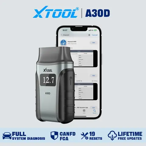 XTOOL A30D OBD2 Diagnostic Device BT, Wireless Car Diagnostic Tool with 19+ Reset, Bidirectional/Active Test, All Systems OBD Diagnostic Device for Android & iOS, Oil/ABS/SAS/BMS/DPF Reset, Lifetime Updates