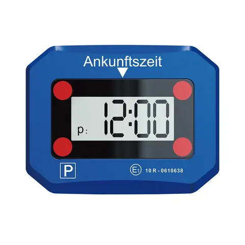 Digitale Parkscheibe für Auto, elektronische Parkscheibe mit KBA-Zulassung, automatischer Eintrittszeit, mit Display, zuverlässig, inkl. Batterie und 3M-Klebepads