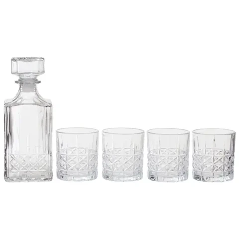Maison by Premier Dayla Diamond Pattern Decanter With Four Glasses