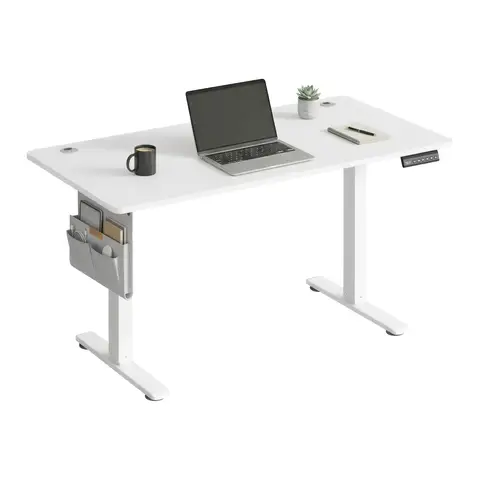 Ochama x SONGMICS Electric Standing Desk, Height Adjustable Desk, 70 x 160 x (72-120) cm, for Home Office, Study, White