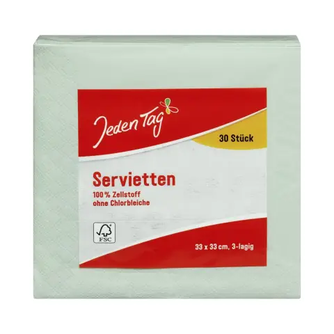 Jeden Tag Servietten 33x33 cm Mint 3-lagig