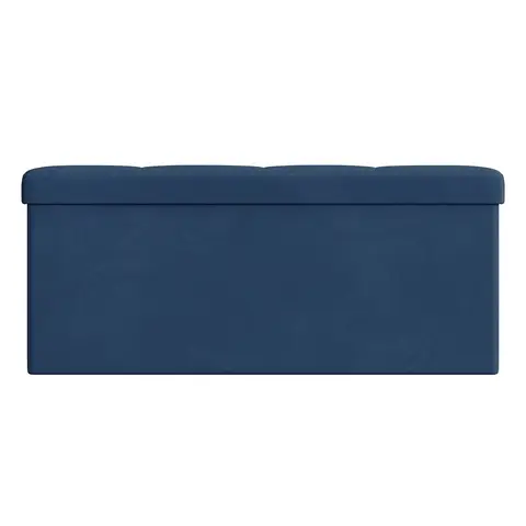 Ochama x SONGMICS Storage Ottoman, Foldable Velvet Storage Bench, 2 Extra Storage Boxes, 38 x 110 x 38 cm, for Hallway, Living Room, Bedroom, Dark Blue
