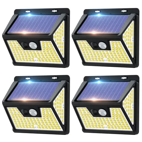 VIVREAL Lampes murales solaires, alimentées par l’énergie solaire, lot de 4, 140 LED, YHM02A, promotion de Nouvel An, idées cadeaux top