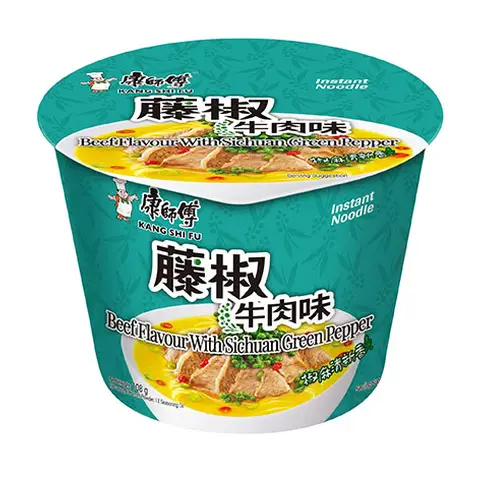 康师傅藤椒牛肉面碗面 桶装 108g*12