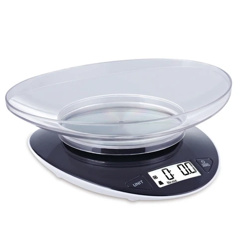 CAMRY Balance de Cuisine Numérique  avec Bol Amovible, 5 kg/11 lb, Précision au Gramme, Grand Écran LCD et Fonction Tare, Noir