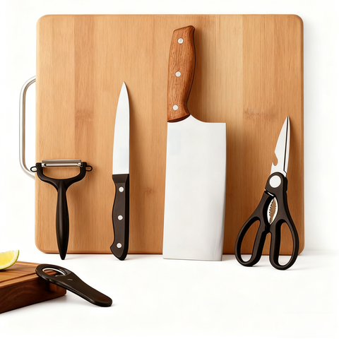 ochama x J.ZAO 5-teiliges Messerset - Fleischmesser, Obstmesser, Schere, Schäler, Öffner - Küchengrundlagen