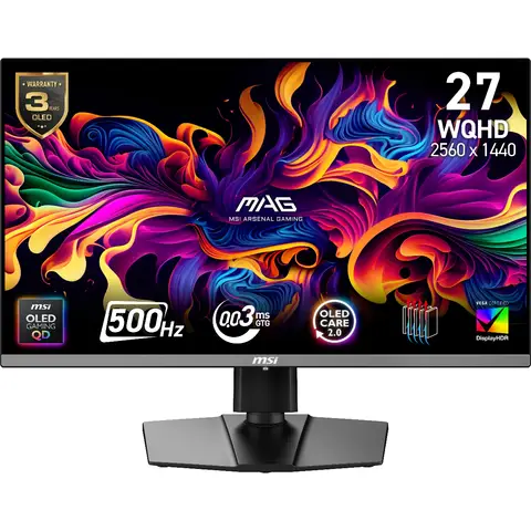 MAG 272QP QD-OLED X50 27" 2560x1440 (WQHD) 500Hz 0.03ms AMD FreeSync Gaming Monitor - Black