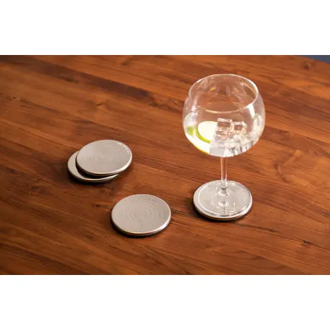 Maison by Premier Set of 4 Hammered Effect Stainless Steel Coasters