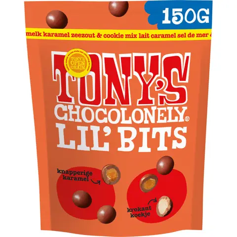 Tony's Chocolonely Lil Bits Milk Caramel Sea Salt 150g