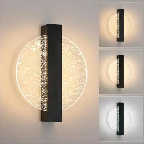 Goeco Dimmbares LED-Wandlicht 12W Modern Aluminium Schwarz Rund Acryl 3000-6500K für Wohnzimmer Schlafzimmer Flur