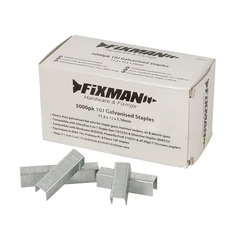 Fixman 10J Galvanised Staples 5000pk 11.2 x 12 x 1.16mm