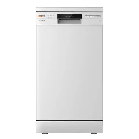 COMFEE' CDWEF1034BW freistehender Geschirrspüler mit 10 Maßgedecken, Startzeitvorwahl, Halbe-Beladung-Funktion, flexiblen Körben - Weiß [Energieeffizienzklasse E]
