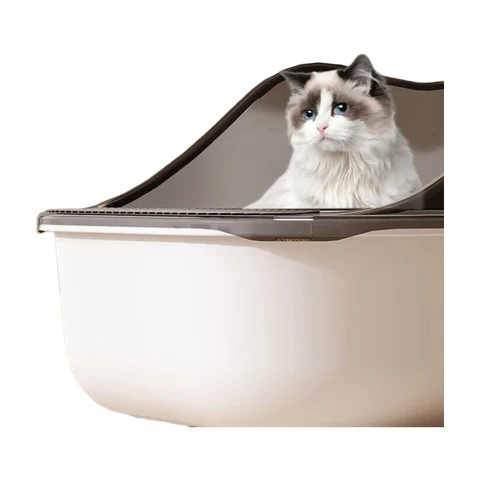 ochama Kattenbak Pan Huisdier Kattenbak Apart Transparant Vergroot Verdikt - Groot - Wit Kattenbak