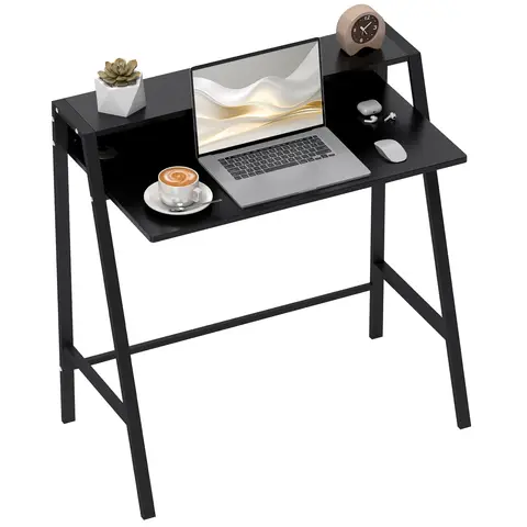 HOMCOM Writing Desk Computer Table Home Office PC Laptop Workstation Storage Shelf 84L x 45W cm Black