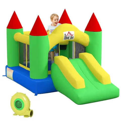 HOMCOM Kids Bouncy Castle Inflatable Bouncer Bounce House and Slide Inflatable Jumper with Blower