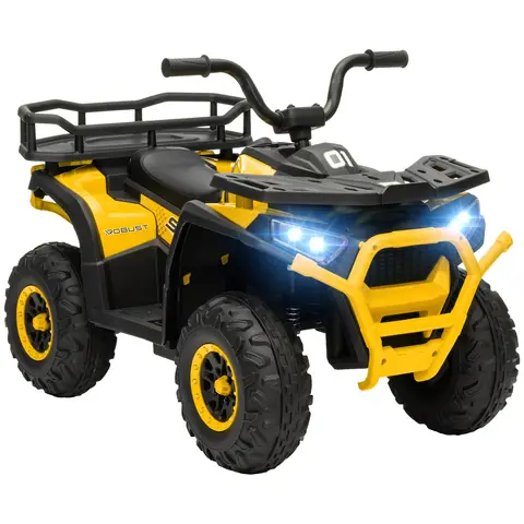 AIYAPLAY 12V Kids Electric Ride on ATV, Battery Powered Quad Bike with 4 Suspension Wheels, Forward Reverse Function Yellow