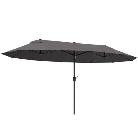 Outsunny 4.6m Large Garden Parasol Double-Sided Sun Umbrella Patio Market Canopy Shade Outdoor Grey - NO BASE