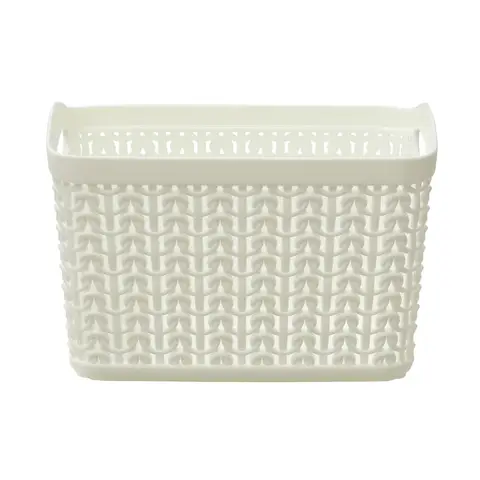 JVL Knit Design Loop Plastic Storage Boxes – Set of 3, Ivory